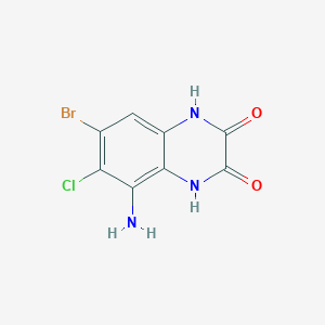 molecular formula C8H5BrClN3O2 B8280086 5-Amino-7-bromo-6-chloro-1,4-dihydro-2,3-quinoxalinedione 