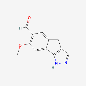 molecular formula C12H10N2O2 B8280093 7-Methoxy-1,4-dihydroindeno[1,2-c]pyrazole-6-carbaldehyde 