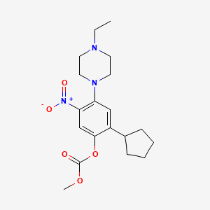 molecular formula C19H27N3O5 B8280131 2-Cyclopentyl-4-(4-ethylpiperazin-1-yl)-5-nitrophenyl methyl carbonate 