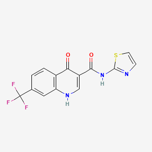 molecular formula C14H8F3N3O2S B8280220 N-[2-thiazolyl]-4-hydroxy-7-trifluoromethyl-3-quinoline-carboxamide 