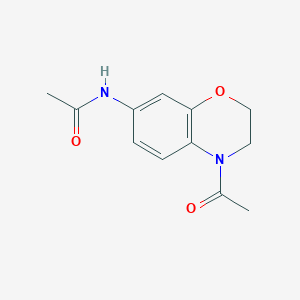 molecular formula C12H14N2O3 B8280233 4-Acetyl-7-acetamido-3,4-dihydro-2H-1, 4-benzoxazine 