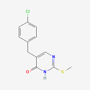 molecular formula C12H11ClN2OS B8280264 5-(4-Chlorobenzyl)-2-methylthiopyrimid-4-one 