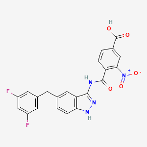 molecular formula C22H14F2N4O5 B8280306 4-{[5-(3,5-difluorobenzyl)-1H-indazol-3-yl]carbamoyl}-3-nitrobenzoic acid 