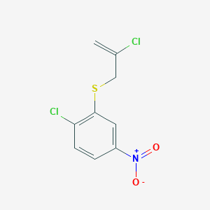 molecular formula C9H7Cl2NO2S B8280311 1-Chloro-2-(2-chloro-allylsulfanyl)-4-nitro-benzene 