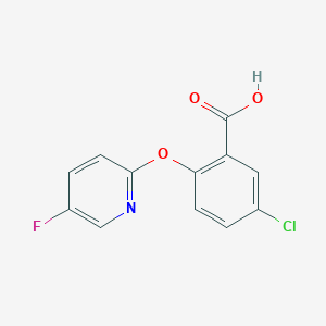 molecular formula C12H7ClFNO3 B8280443 5-Chloro-2-[(5-fluoropyridin-2-yl)oxy]benzoic acid 