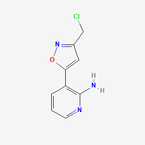 molecular formula C9H8ClN3O B8280498 3-(3-(Chloromethyl)isoxazol-5-yl)pyridin-2-amine 