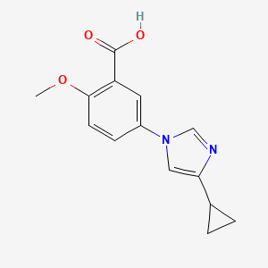 molecular formula C14H14N2O3 B8280691 5-(4-cyclopropyl-1H-imidazol-1-yl)-2-methoxybenzoic acid 