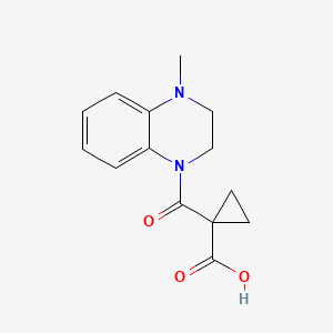 molecular formula C14H16N2O3 B8280724 1-(4-Methyl-1,2,3,4-tetrahydroquinoxaline-1-carbonyl)cyclopropanecarboxylic acid 