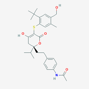 molecular formula C30H39NO5S B8280730 (S)-N-(4-{2-[5-(2-tert-Butyl-4-hydroxymethyl-5-methylphenylsulfanyl)-4-hydroxy-2-isopropyl-6-oxo-3,6-dihydro-2H-pyran-2-yl]ethyl}phenyl)acetamide 
