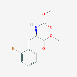 molecular formula C12H14BrNO4 B8280740 Methyl 2-bromo-N-(methoxycarbonyl)-D-phenylalaninate 