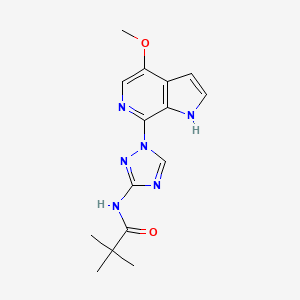 molecular formula C15H18N6O2 B8280812 N-(1-(4-methoxy-1H-pyrrolo[2,3-c]pyridin-7-yl)-1H-1,2,4-triazol-3-yl)pivalamide 