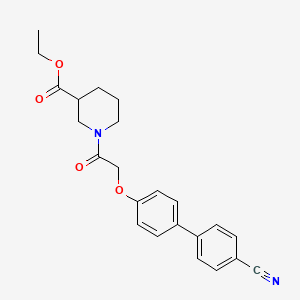 molecular formula C23H24N2O4 B8280935 4-Cyano-4'-[[(3-ethoxycarbonylpiperidino)carbonyl]methyloxy]biphenyl 