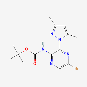 molecular formula C14H18BrN5O2 B8280993 [5-Bromo-3-(3,5-dimethyl-pyrazol-1-yl)-pyrazin-2-yl]-carbamic acid tert-butyl ester 