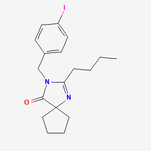 molecular formula C18H23IN2O B8280999 2-Butyl-3-(4-iodobenzyl)-1,3-diazaspiro[4.4]non-1-en-4-one CAS No. 908227-87-2