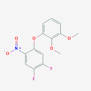 molecular formula C14H11F2NO5 B8281096 4,5-Difluoro-2-(2,3-dimethoxyphenoxy)-1-nitrobenzene 