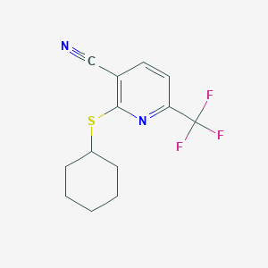 molecular formula C13H13F3N2S B8281154 2-(Cyclohexylthio)-6-(trifluoromethyl)nicotinonitrile 