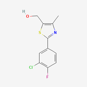 molecular formula C11H9ClFNOS B8281193 2-(3-Chloro-4-fluorophenyl)-4-methyl-5-thiazolemethanol CAS No. 668477-97-2