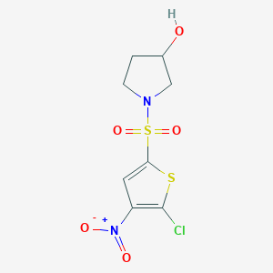 molecular formula C8H9ClN2O5S2 B8281431 (RS)-1-(5-chloro-4-nitro-thiophene-2-sulfonyl)-pyrrolidin-3-ol 