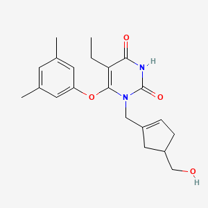 molecular formula C21H26N2O4 B8281592 6-(3,5-Dimethylphenoxy)-5-ethyl-1-[[4-(hydroxymethyl)cyclopenten-1-yl]methyl]pyrimidine-2,4-dione 