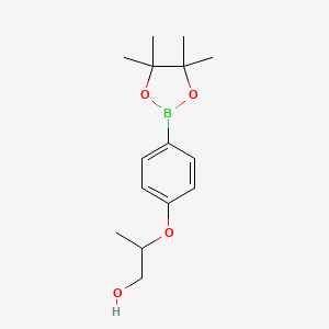 molecular formula C15H23BO4 B8281620 2-(4-(4,4,5,5-Tetramethyl-1,3,2-dioxaborolan-2-yl)phenoxy)propan-1-ol 
