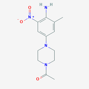 molecular formula C13H18N4O3 B8281718 1-[4-(4-Amino-3-methyl-5-nitro-phenyl)-piperazin-1-yl]-ethanone 
