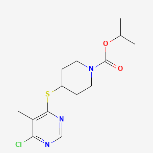 molecular formula C14H20ClN3O2S B8281864 4-(6-Chloro-5-methyl-pyrimidin-4-ylsulfanyl)-piperidine-1-carboxylic acid isopropyl ester 