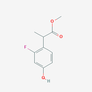 molecular formula C10H11FO3 B8281892 2-(2-Fluoro-4-hydroxyphenyl)propionic acid methyl ester 