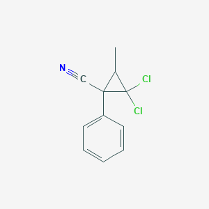molecular formula C11H9Cl2N B8281950 2,2-Dichloro-3-methyl-1-phenylcyclopropanecarbonitrile 