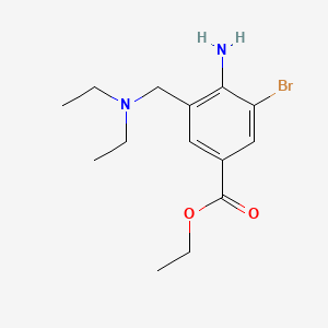 molecular formula C14H21BrN2O2 B8282138 2-Amino-3-bromo-5-carbethoxy-N,N-diethylbenzylamine 