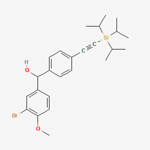 molecular formula C25H33BrO2Si B8282333 (3-Bromo-4-methoxy-phenyl)-{4-[(triisopropylsilyl)-ethynyl]-phenyl}-methanol 