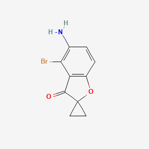 molecular formula C10H8BrNO2 B8282345 Spiro(benzofuran-2(3H),1'-cyclopropan)-3-one, 5-amino-4-bromo- CAS No. 72492-50-3