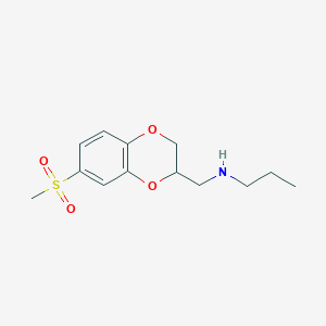 molecular formula C13H19NO4S B8282618 N-{[7-(Methylsulfonyl)-2,3-dihydro-1,4-benzodioxin-2-YL]methyl}-propan-1-amine 