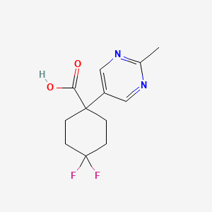 molecular formula C12H14F2N2O2 B8282626 4,4-Difluoro-1-(2-methylpyrimidin-5-yl)cyclohexanecarboxylic acid 