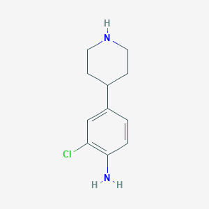 molecular formula C11H15ClN2 B8282649 2-Chloro-4-(piperidin-4-yl)benzenamine 