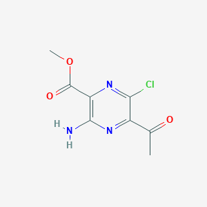 molecular formula C8H8ClN3O3 B8282681 5-Acetyl-3-amino-6-chloro-pyrazine-2-carboxylic acid methyl ester 
