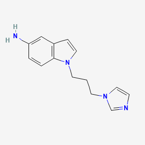 molecular formula C14H16N4 B8282717 1-[3-(Imidazol-1-yl)propyl]-5-aminoindole CAS No. 187739-99-7