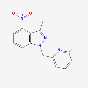 molecular formula C15H14N4O2 B8282728 3-methyl-1-((6-methylpyridin-2-yl)methyl)-4-nitro-1H-indazole 