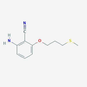 molecular formula C11H14N2OS B8282747 2-Amino-6-(3-(methylthio)propoxy)benzonitrile 