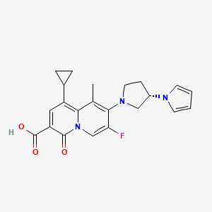 molecular formula C22H22FN3O3 B8282806 1-cyclopropyl-7-fluoro-9-methyl-4-oxo-8-[(3S)-3-pyrrol-1-ylpyrrolidin-1-yl]quinolizine-3-carboxylic acid 