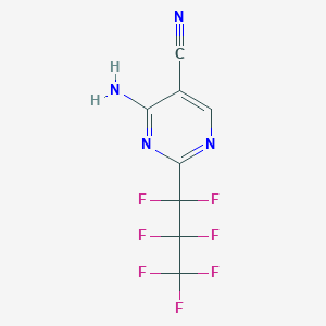 molecular formula C8H3F7N4 B8282821 4-Amino-2-heptafluoropropylpyrimidine-5-carbonitrile CAS No. 647-78-9