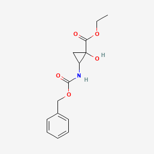 molecular formula C14H17NO5 B8282870 Ethyl 2-(Benzyloxycarbonylamino)-1-hydroxycyclopropanecarboxylate 