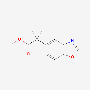 molecular formula C12H11NO3 B8282995 1-Benzooxazol-5-yl-cyclopropanecarboxylic acid methyl ester 