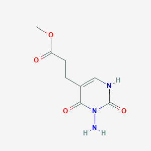 molecular formula C8H11N3O4 B8283125 3-Amino-2,4-dioxo-1,2,3,4-tetrahydro-pyrimidin-5-propionic acid methyl ester 