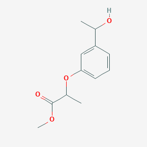 molecular formula C12H16O4 B8283136 Methyl 2-[3-(1-hydroxyethyl)phenoxy]propionate 