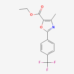 molecular formula C14H12F3NO3 B8283234 4-Methyl-2-(4-trifluoromethyl-phenyl)-oxazole-5-carboxylic acid ethyl ester 