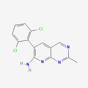molecular formula C14H10Cl2N4 B8283281 6-(2,6-Dichlorophenyl)-2-methylpyrido[2,3-d]pyrimidin-7-amine 