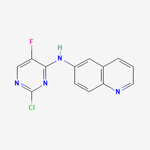 molecular formula C13H8ClFN4 B8283285 2-chloro-5-fluoro-N4-(quinolin-6-yl)-4-pyrimidineamine 