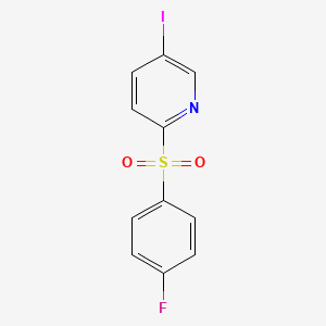 molecular formula C11H7FINO2S B8283308 2-[(4-Fluorophenyl)sulfonyl]-5-iodopyridine 