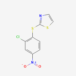 molecular formula C9H5ClN2O2S2 B8283349 3-Chloro-4-(2-thiazolylthio)nitrobenzene 
