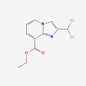 molecular formula C11H10Cl2N2O2 B8283375 Ethyl (2-dichloromethylimidazo[1,2-a]pyridin-8-yl)carboxylate 